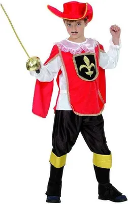 Produktbild von Rotes Musketierkostüm für Jungen S 4-6 Jahre (110-120 cm)