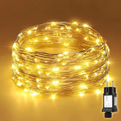 Produktbild von SALCAR 20m Lichterkette 200 Stücke LED Kupfer Lichterketten Weihnachten Weihnachtsbeleuchtung Warmweiß