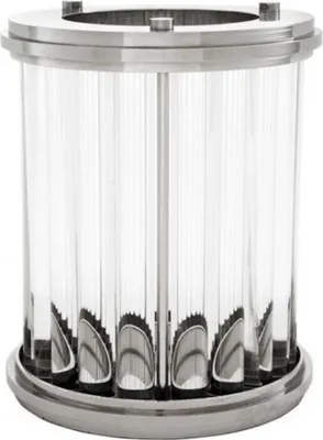 Produktbild von Casa Padrino Luxus Windlicht / Kerzenleuchter Nickel Finish 26,5 x H. 33,5 cm - Designer Windlicht