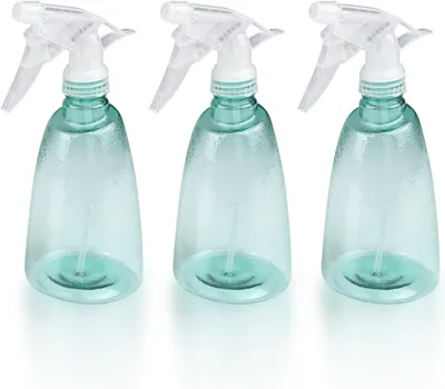 Produktbild von Sprühflasche 500 ml 3er Set nachfüllbar auslaufsicher verstellbare Düse Sprühnebel Strahl transparent lebensmittelecht PET für Pflanzen Haare