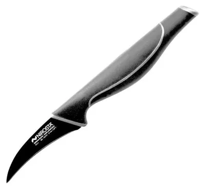 Produktbild von NIROSTA Schälmesser WAVE, Küchenmesser aus Edelstahl mit Soft-Touch Griff, handgeschärftes Messer zum Schälen und Schneiden von Obst und Gemüse, fein gebogene Klinge mit schwarzer Antihaftbeschichtung (Klingenlänge: ca. 7 cm)