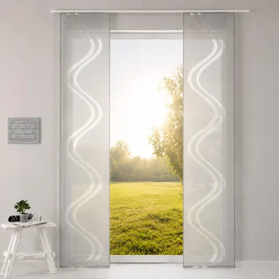 Paneelvorhang-Set 245x45 cm grau modern mit Wellenmuster