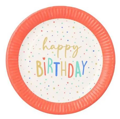 Produktbild von Teller, Pappe rund Ø 23 cm "Happy Birthday"