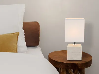 Produktbild von LED Tischleuchte, Lampenschirme Stoff Weiß, Nachttischlampe für Fensterbank