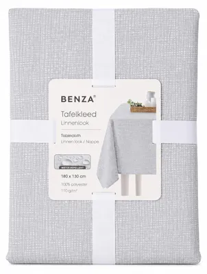 Productafbeelding van Benza Tafelkleed Linnenlook Lichtgrijs 180 x 130 cm – Waterafstotend Polyester Tafelkleed – Diamantdesign – Wasbaar, AI-gegenereerde afbeelding