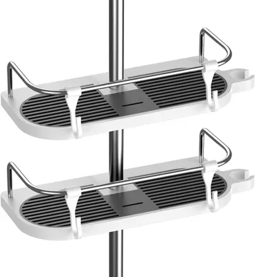 Image de Étagère de douche Hawsam, sans perçage, avec hauteur réglable pour douches de 19 mm à 25 mm (lot de 2)