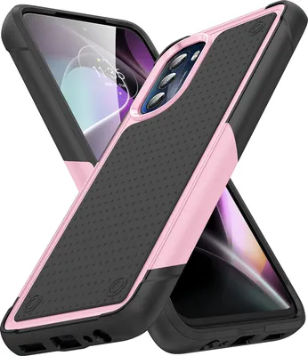 Produktbild von Für Motorola Moto G (2022) Hülle Militärqualität Stoßfest Hybrid 2 in 1 Hart PC Weich TPU Handyhülle Pink Schwarz