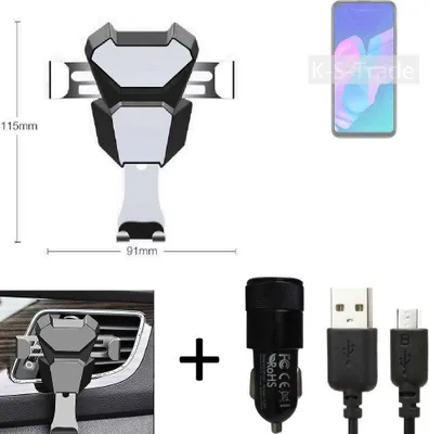 Produktbild von K-S-Trade KFZ Halterung kompatibel mit Huawei Y7p Halterung Lüftungshalterung Lüftungsschlitz schwarz-silber Autohalterung Handy inkl. KFZ