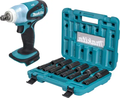Produktbild von Makita DTW 251 Z Akku Schlagschrauber 18 V 230 Nm 1/2" + Steckschlüssel Set 14 tlg. - ohne Akku, ohne Ladegerät