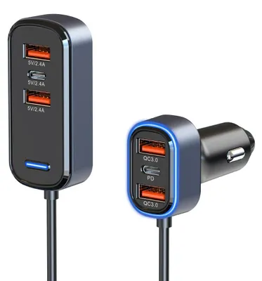 USB-C 6-Port Autolader 65,5 W PD QC3.0 Zigarettenanzünder