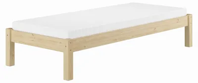 Produktbild von Futonbett Massivholzbett Einzelbett 90x200 Kiefer unbehandelt Zubehör wählbar V-60.35N-09Rollrost und Matratze inkl.