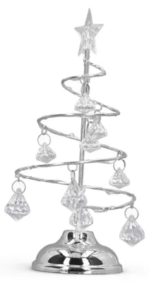 Weihnachtsbaum-Tischlampe, LED, Kristall, 19 cm, silber-weiß