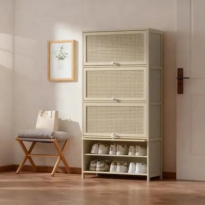 Produktbild von Beiges Mehrstöckiges Schuhregal mit Staubschutz für den Haushalt Schuhregal beige 9 Etagen 70*32*140cm /MXG9-70/