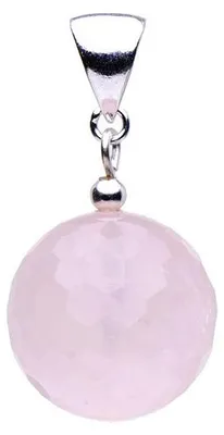 Produktbild von Anhänger aus echtem Rosenquarz & 925er Silber Kugel Ø16mm rose facettiert Damen