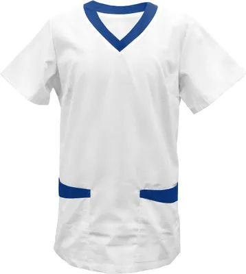 Produktbild von Kasack weiß mit Besatz royal blue Gr. S : S : royal blue : 50% Baumwolle 50% Polyester
