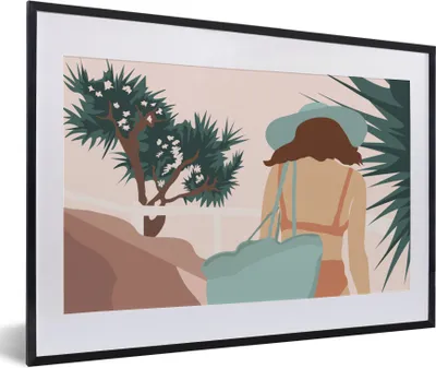 Produktbild von MuchoWow® Gerahmtes Poster Sommer - Frau - Abstrakt 60x40 cm - Poster mit Schwarzem Bilderrahmen Wandposter Rahmen Foto Bilder - Schlafzimmer - Plakat in Rahmen - Drucken