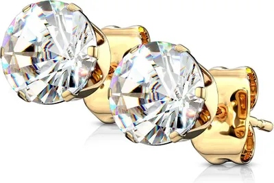 Produktbild von Ohrstecker Zirkonia Edelstahl Damen Herren Ohrringe Kristall Autiga® gold-klar-rund 3 mm