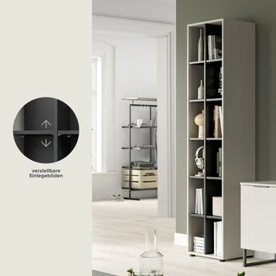 Produktbild von xonox.home Noida Stauraumregal B/H/T: 192x45x35 cm in Kaschmir Nachbildung und schwarz