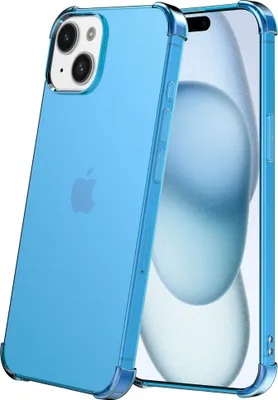 Image de Housse de téléphone portable adaptée à l'iPhone 15 Plus - Housse transparente en silicone antichoc avec bumper - Bleu
