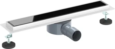 Zdjęcie produktu dla vidaXL Odpływ prysznicowy z osłoną szklaną i syfonem 360° czarny 50 cm