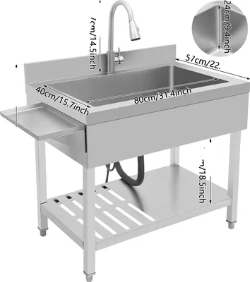 Obrázek produktu pro Dřez do kuchyně, nerezová ocel, otočný výsuvný kohoutek, stříbrná barva