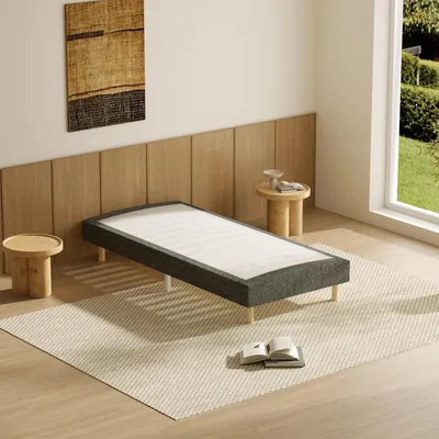 Productafbeelding van DEWINNER Lattenbodem 90 x 200 cm | Lattenbodem met bekleding van grijze stof | 14 latten met 6 poten | Hoogte van het bedframe: 29 cm | Bed 90 x 200 cm met lattenbodem