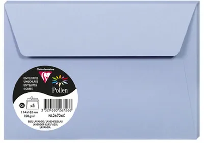 Produktbild von Clairefontaine 5 Umschläge Pollen 114x162 lavblau