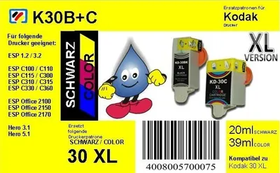 Produktbild von Kodak30BKXL TiDis Multipack mit 2 Ersatzpatronen