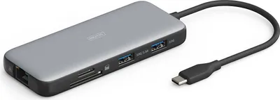Produktbild von DIGITUS Docking USB-C->HDMI,USB3.0,RJ45,SD,MicroSD,CPD Alu s