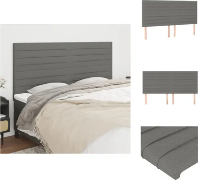 Produktbild von vidaXL Kopfteile 4 Stk. Dunkelgrau 100x5x78/88 cm Stoff -  Kopf- & Fußenden