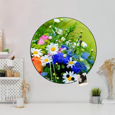 Produktbild von Design Stahlmagnettafel Schwarz Rund 47cm Blumenstrauß