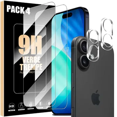 Image de 2 Verres Trempés Ecran et 2 Protections Caméra pour iPhone 17 - Antichoc Anti-Rayures