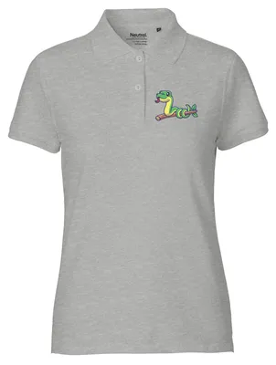 Produktbild von Huuraa Damen Polo Shirt Schlange Comic XXL Sport Grey Bio Baumwolle Fairtrade Poloshirt Geschenkidee