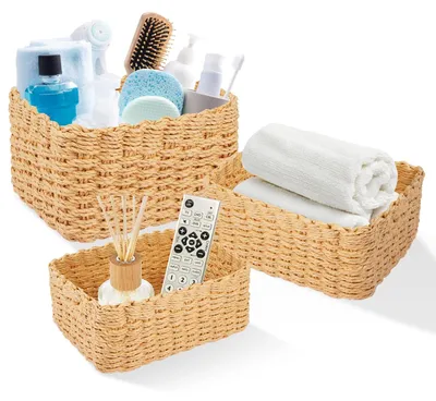 Produktbild von Handgewebte Wicker Aufbewahrungskörbe - Set von 3