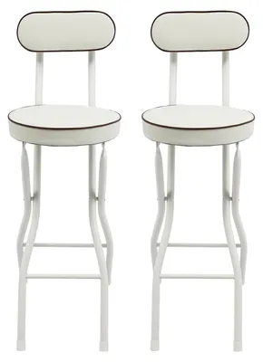Productafbeelding van Opvouwbare Barkrukken met Rugleuning - Set van 2 - Zwart/Wit