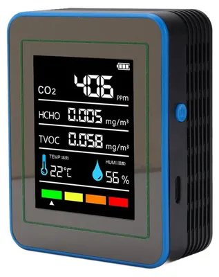 5-in-1 Luftqualitätsmonitor CO2 TVOC HCHO Temperatur Feuchtigkeit USB