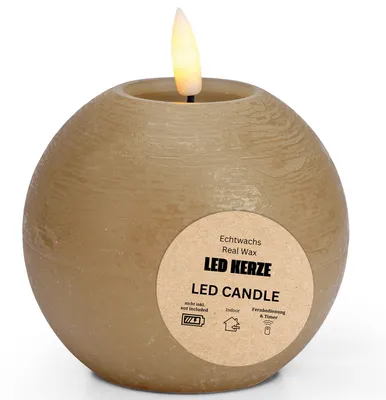 Immagine prodotto di Palla di cera per candele a LED, fiamma tremolante, Ø 10x9, beige