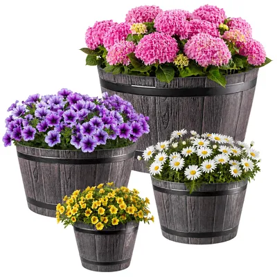 Image de KADAX Set de pots de fleurs Madeira 23 cm + 30 cm + 40 cm + 50 cm brun foncé