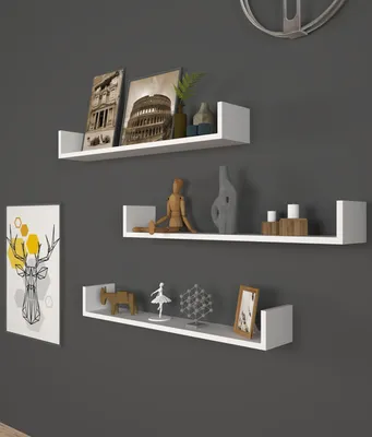 Image de Étagère murale Höganäs Lot de 3 bibliothèques pour murs Blanc Étagère 90 x 15 x 12 cm Étagère flottante Étagère suspendue