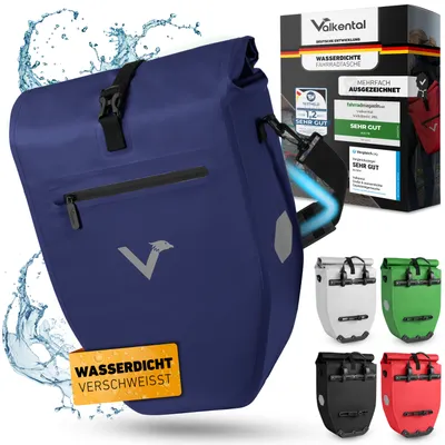 Produktbild von Valkental® Fahrradtasche für Gepäckträger, wasserdichte Gepäckträgertasche - ValkBasic 28L blau