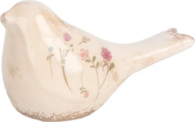 Produktbild von Clayre & Eef Dekorationsfigur Vogel 16x7x9 cm Beige Keramik