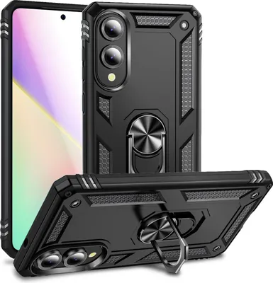 Immagine prodotto di RingDefend Edition per Samsung Galaxy S25 Edge - Robusta custodia militare ad anello - nero vulcano