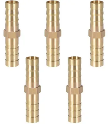 5x 8 mm Messing Schlauchverbinder, gerade Kupplung
