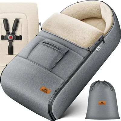 Produktbild von KIDIZ® Babyfußsack Baby Fußsack Winterfußsack Babyschale mit Reißverschluss Kuschelsack Babydecke Kinderwagen waschbar verschließbarer Kopfteil, Tasche, passend für alle Kinderwagen