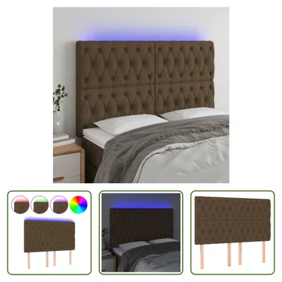 Produktbild von The Living Store LED Kopfteil Dunkelbraun 160x7x118/128 cm Stoff
