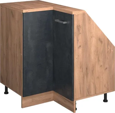 Zdjęcie produktu dla Vicco Szafa skosna Szafka narożna Rion, 75.6 x 81.6 cm z 1 drzwiami, Czarny beton/złoty dąb/Złoty dąb energetyczny