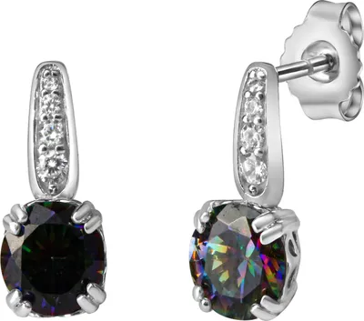 Produktbild von V Ohrstecker 925/- Sterling Silber 1,4cm weiß Zirkonia grün 358220723-1