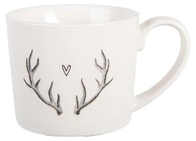 Produktbild von Clayre & Eef Tasse 275 ml Weiß Porzellan Hirsch
