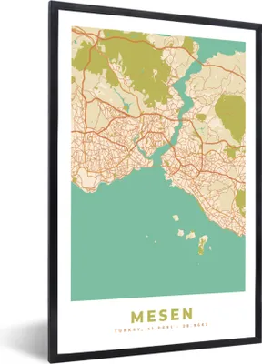 Produktbild von MuchoWow® Gerahmtes Poster Istanbul - Karte - Stadtplan - Vintage - Karte 20x30 cm - Poster mit Schwarzem Bilderrahmen Wandposter Rahmen Foto Bilder - Drucken - Bilder Poster im Rahmen