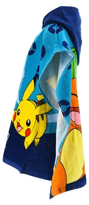 Produktbild von Pokemon Badeponcho Kinder 55x110 cm mit Kapuze Poncho Pikachu Schiggy